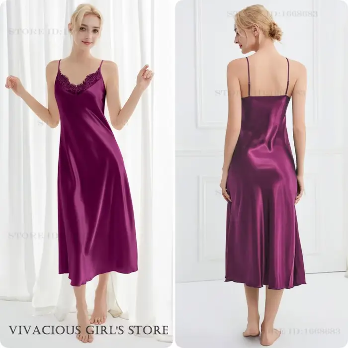 Chemise de nuit en satin polyester pour femme, sexy et confortable, idéale pour les nuits douces et les occasions spéciales
