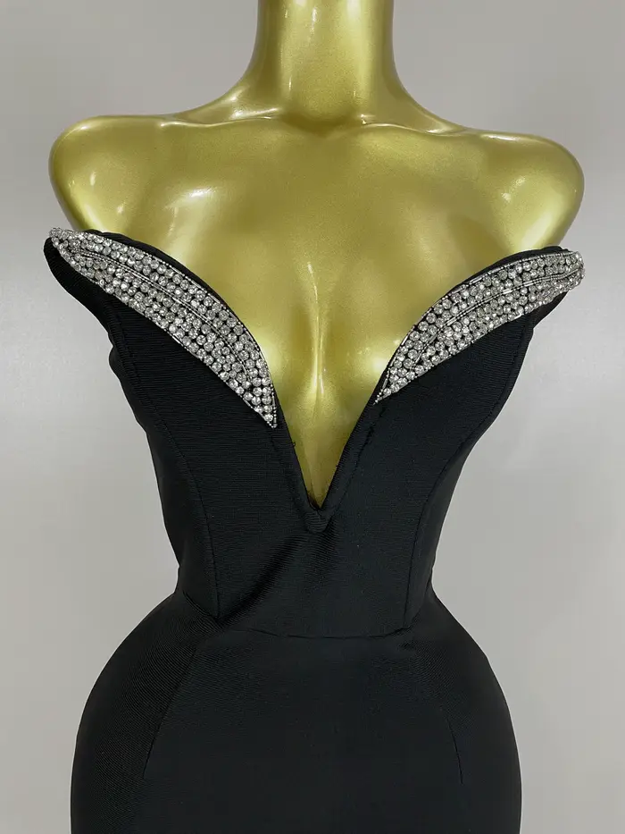 2025 femmes Sexy bretelles brillant strass moulante pansement longue robe mode célébrer soirée luxe 