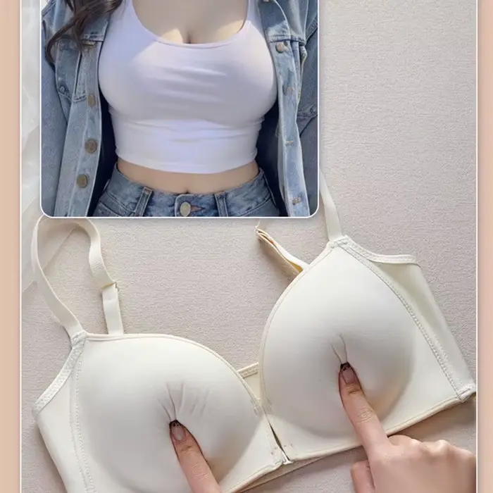 Push Up podprsenka s predným uzáverom pre malé poprsie bez výstuže, 10 cm hrubé polstrovanie, každodenné pohodlie, perfektná podpora, proti ošúchaniu, hlboký výstrih pre ženy