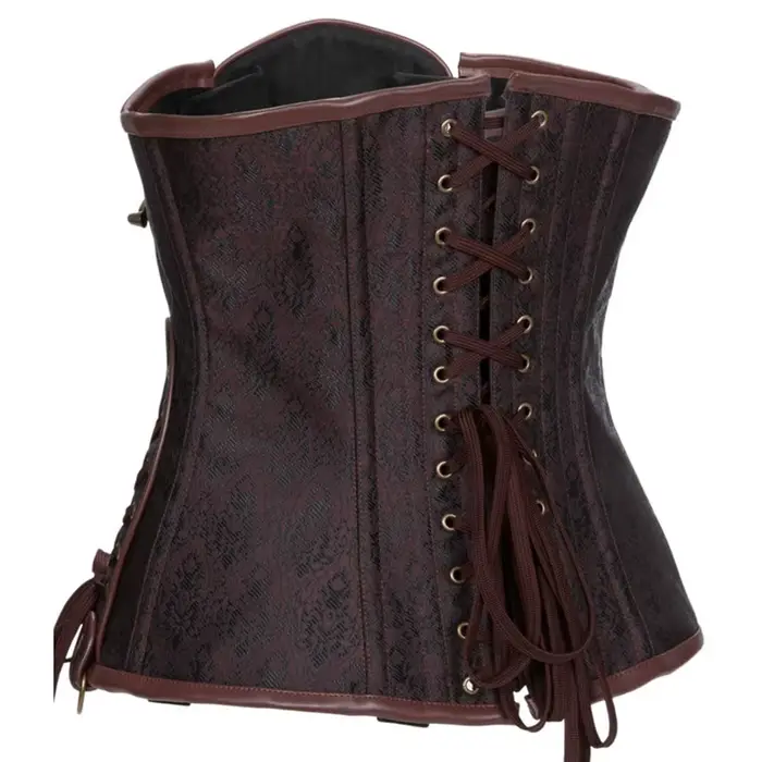Hnedý Steampunk korzet pod prsia pre ženy