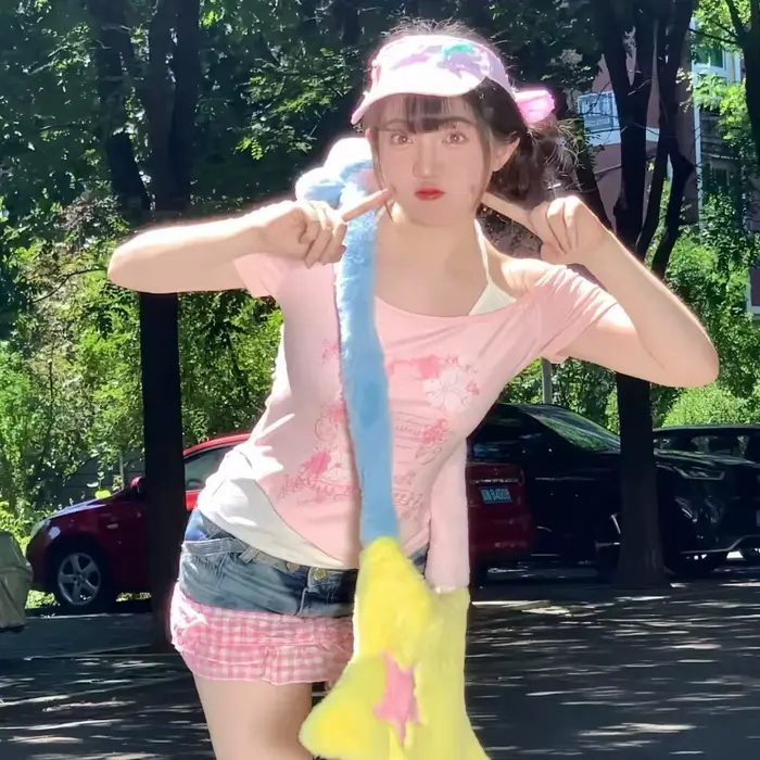 Dámske tričko Y2K Punk Vintage Mäkké Sexy Krátke Zelené Letné Neformálne