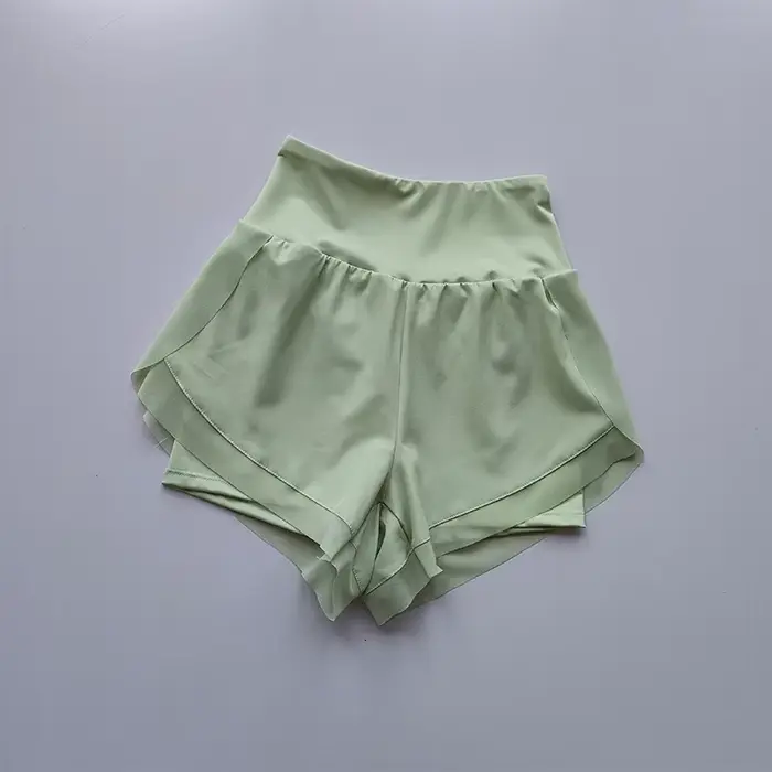 Short de sport taille haute pour femme, maille respirante, double couche, séchage rapide, gym, fitne