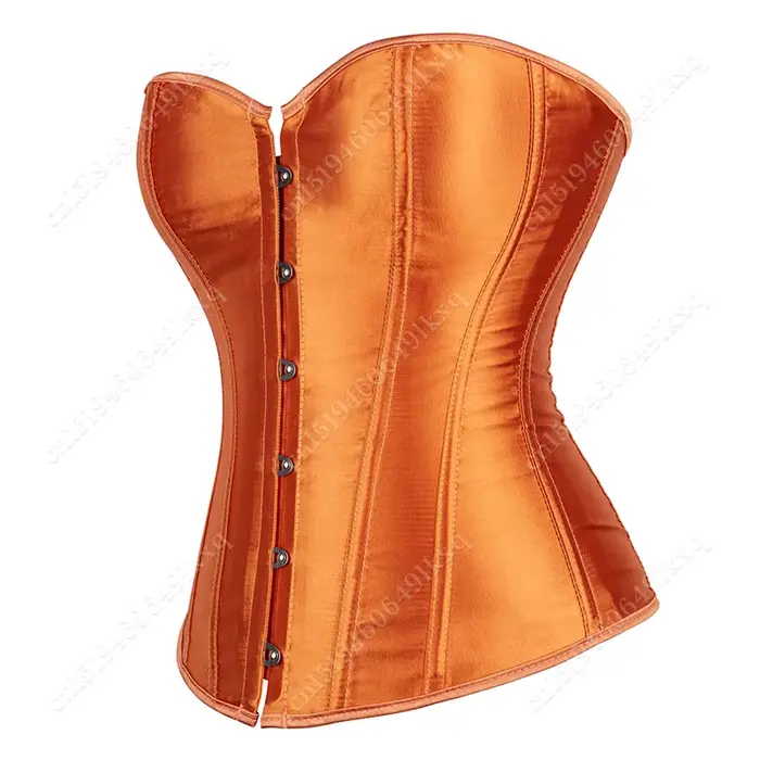 Corset pour femmes surbuste haut Corset Orange Satin Bustier à lacets Sexy Corsets grande taille
