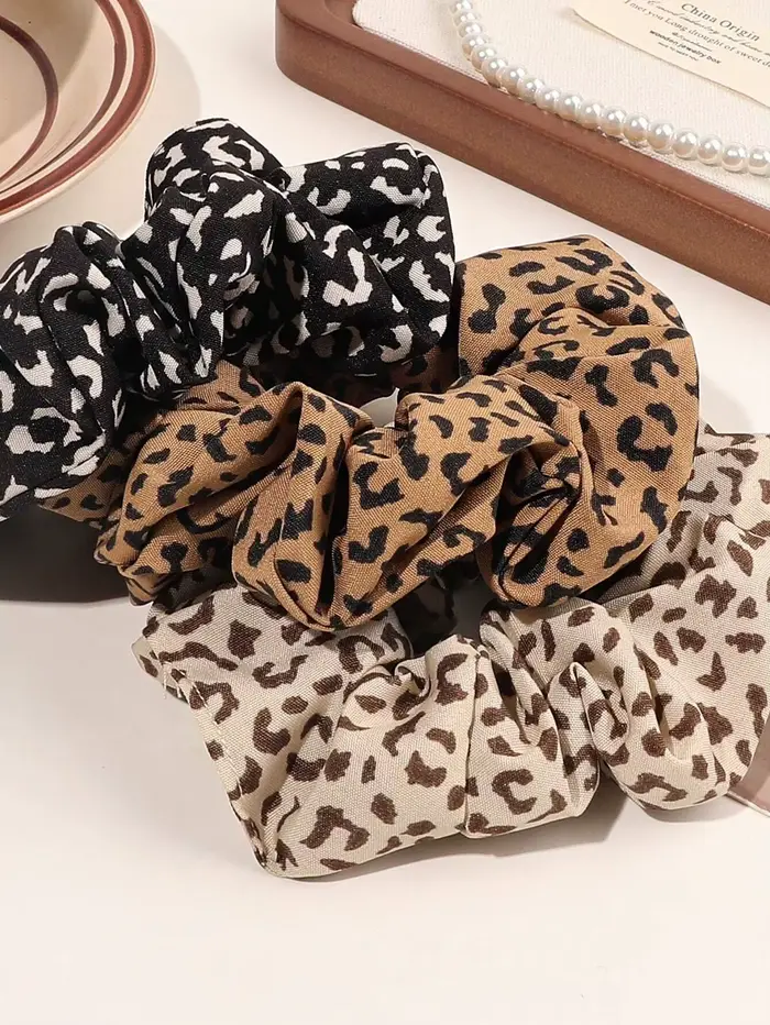 Chouchous pour cheveux en tissu imprimé léopard Vintage, 3 pièces, accessoires pour cheveux quotidie