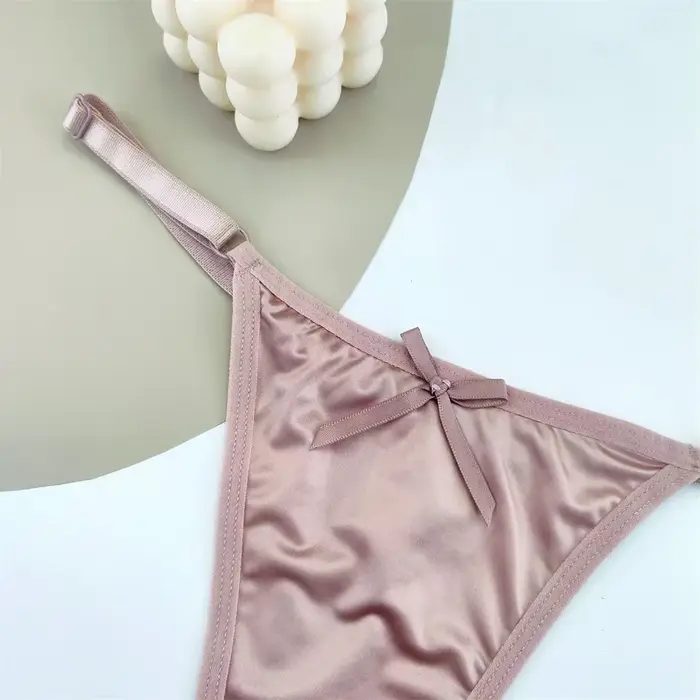 Dámske nastaviteľné saténové tanga, 3 kusy, sexy spodná bielizeň, nízky pás, T-Back, rybársky zadok, pokušenie, sexy uzlík, spodná bielizeň