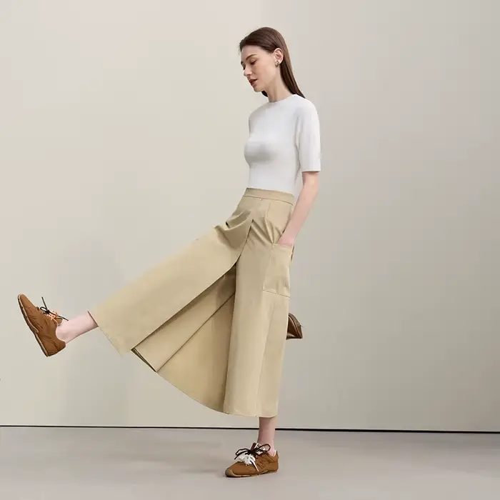 Jupe trapèze Amii pour femme, nouvelle collection été 2026, texturée, décontractée, avec poches, lon