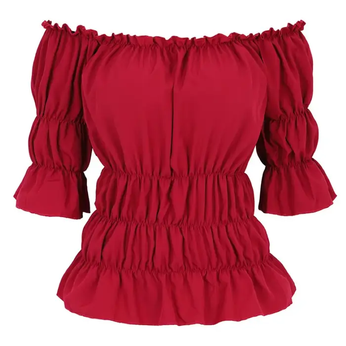Chemisier Renaissance Médiévale pour Femme, Sexy, Off Initiated, Slim Fit, Steampunk Cosplay, Chemise 7.5 ate, Manches Courtes, Corset, Top, Taille Plus
