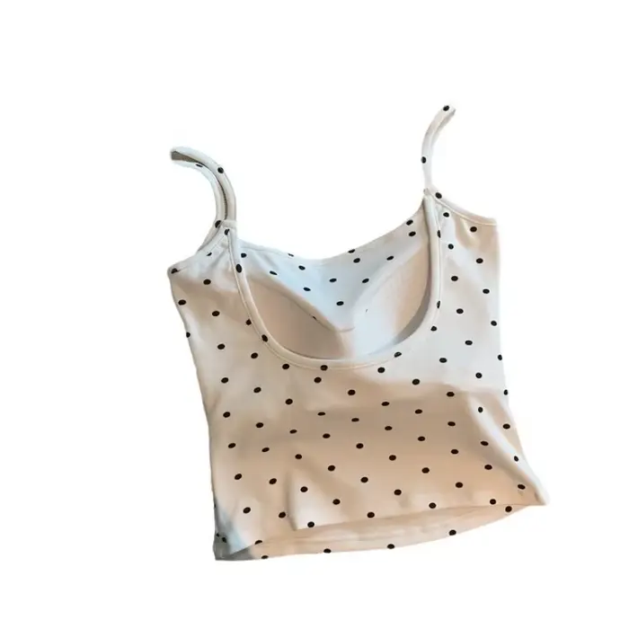 Vybavená polka dot podprsenka pre dievča, v tvare U späť, polstrované tielko s popruhmi, protišmykový rúrkový top pre dievča, Sexy poprsie, odnímateľné poháre, ležérne oblečenie