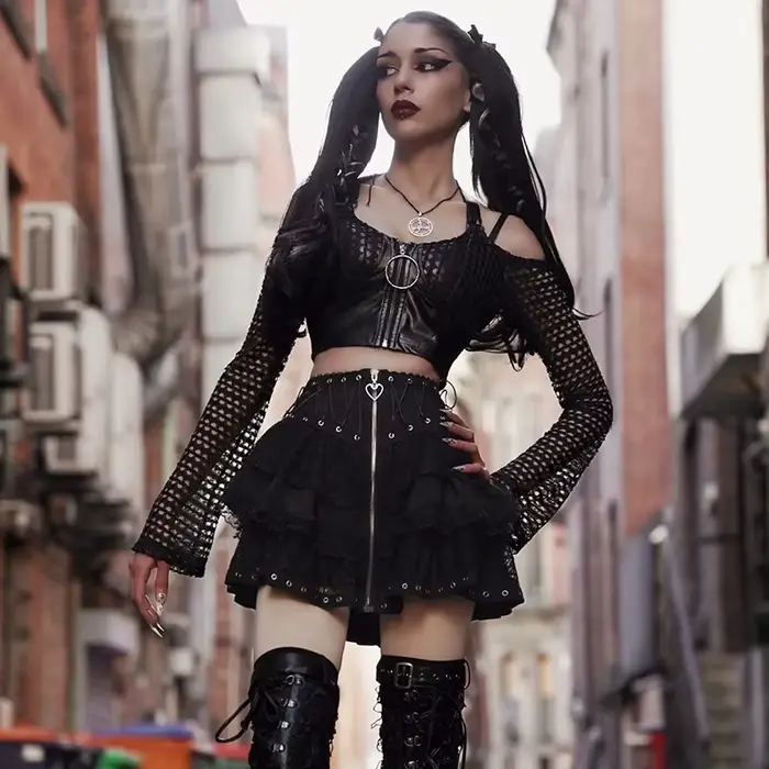Vintage punk vysoký pás sukňa pre ženy