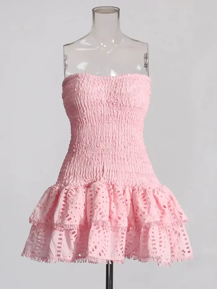 TWOTWINSTYLE Patchwork plisované šaty pre ženy bez ramienok bez rukávov s vysokým pásom elegantné
