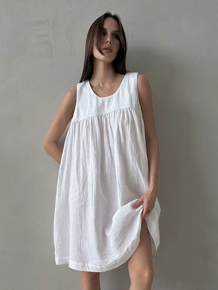 Marthaqiqi-Chemise de nuit dos nu sexy pour femmes, vêtements de nuit à col rond, mini robe décontra