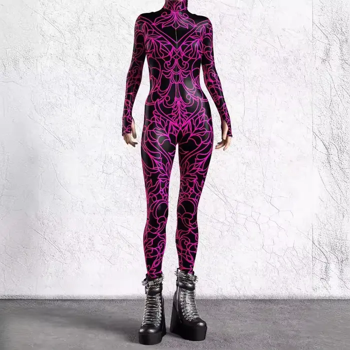 Body de Cosplay Punk Art combinaison à lignes irrégulières Costume de fête d'halloween Costume Zentai Polyester à manches longues pour hommes et femmes événements cosplay soirées à thème