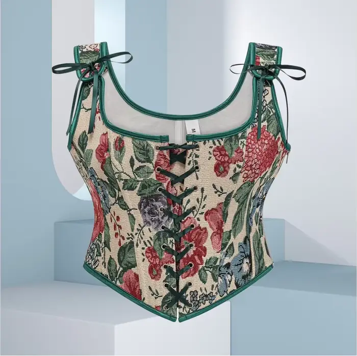 Corset surbuste femme vert floral sexy gothique victorien vintage steampunk médiéval pour entraînement de taille et formation du corps