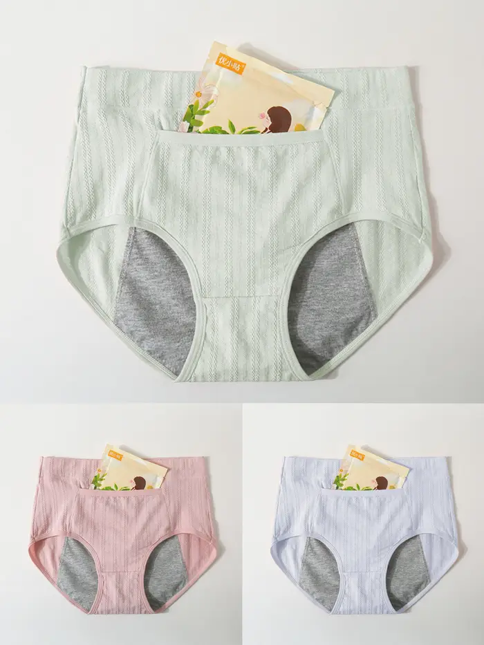Lot de 3 culottes menstruelles anti-fuites pour femmes, sous-vêtements sexy à taille haute, réutilis
