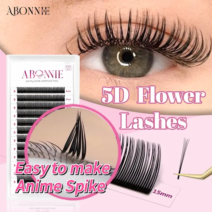 Abonnie Angel Lashes – Individuálne predpripravené riasy v tvare kvetu 5D