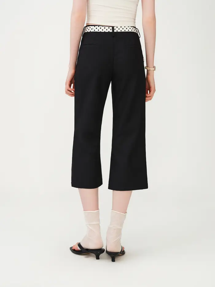 FSLE Pantalon décontracté taille basse à nouer à la taille, style rétro à pois, pour femme, nouvelle