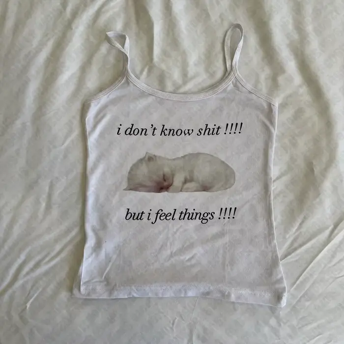 Vintage Corset Débardeurs Femmes Esthétique Chat Imprimé Grunge Bébé Tee Punk Y2k Vêtements Gothique