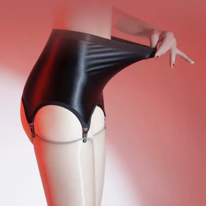 Jarretières vintage noires pour femmes, lingerie élastique sexy, jarretières brillantes à l'huile, boîte de nuit, clips métalliques, mini-jupe, pole dance, tenue de soirée