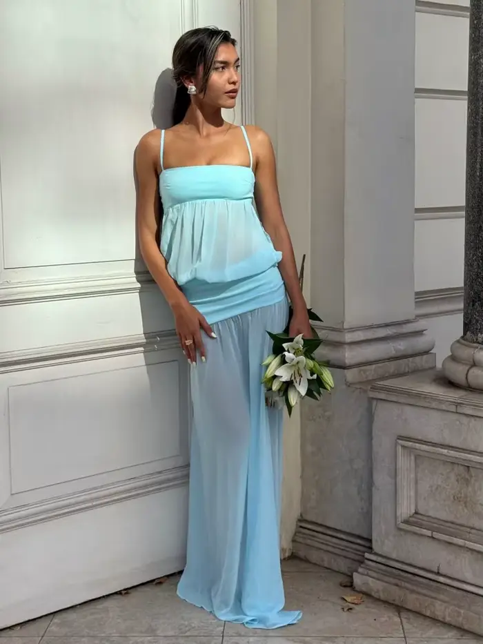 Sexy dlhé šaty s tenkými ramienkami