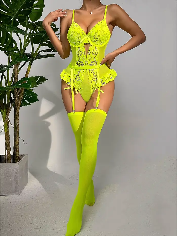 Sexy diccvicc body z polyesteru a elastanu s kvetinovou čipkou pre špeciálne príležitosti pre ženy