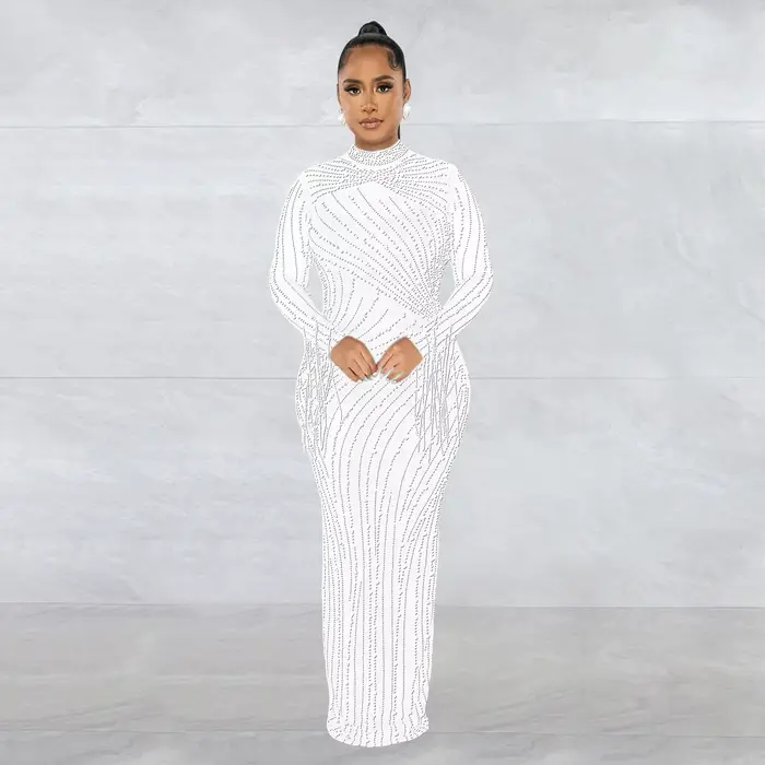 Rotterdam-Robe Longue Transparente avec Strass, Costume Luxueux de Danseuse, Tenue de Soirée Nue Cli