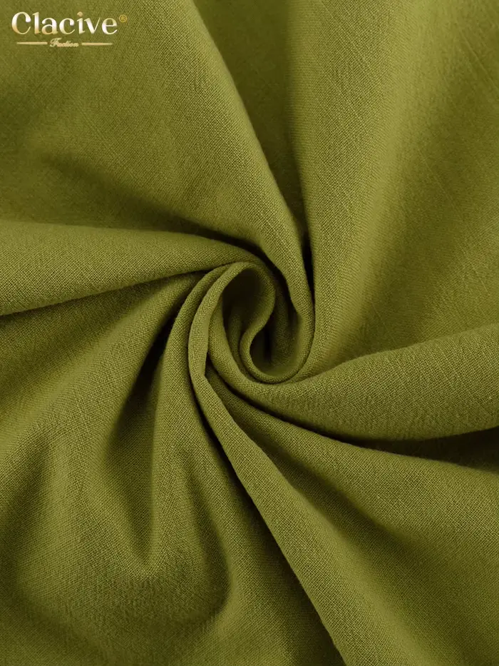 Clacive – ensemble 2 pièces en coton vert pour femme, tenue Sexy, Slim, débardeur sans manches, tail