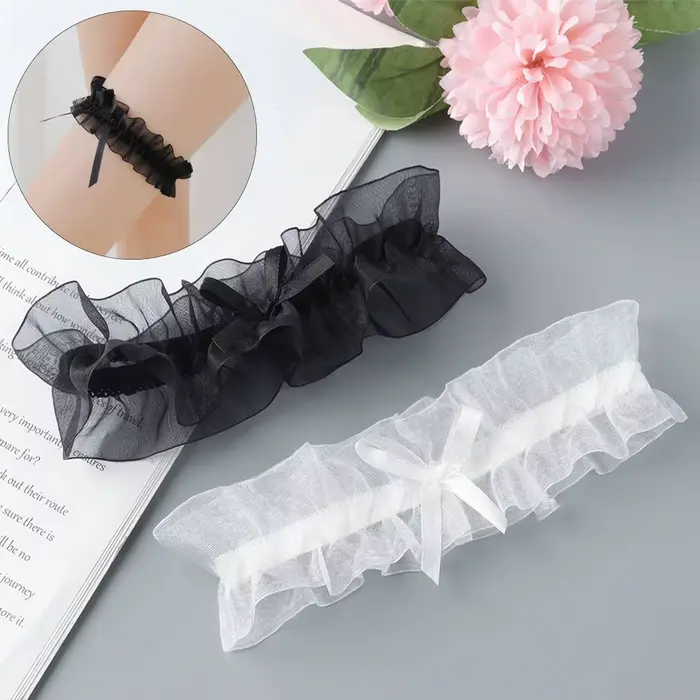 Čipka podväzkový pás s elegantným motýlik pre ženy špeciálne príležitosti svadobný ples koniec roka