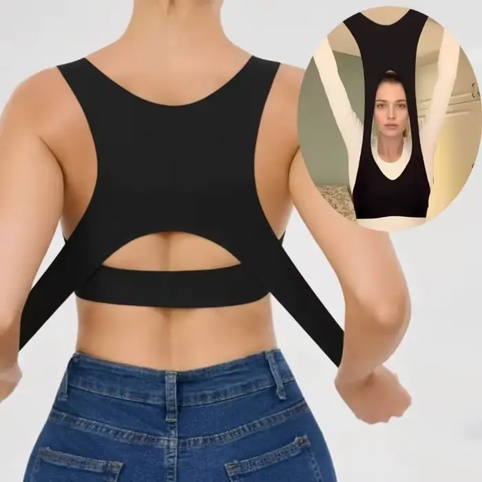 Soutien-gorge correcteur de posture à fermeture avant, dos croisé, sans armatures, antichoc, push-up, 2 en 1, soutien-gorge de sport pour femme
