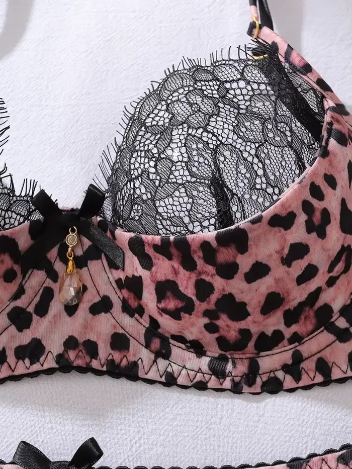Belamimi leopard spodná bielizeň set s podprsenkami a podprsenka, sexy čipka spodná bielizeň pre ženy, exotické oblečenie bez cenzúry