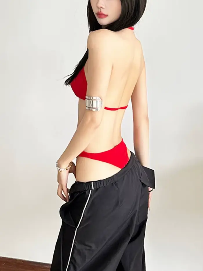 body openwork Sexy pre ženy, spodná bielizeň, na krk korzet topy, Y2k oblečenie, pevné telo, jeden kus, Rave outfit