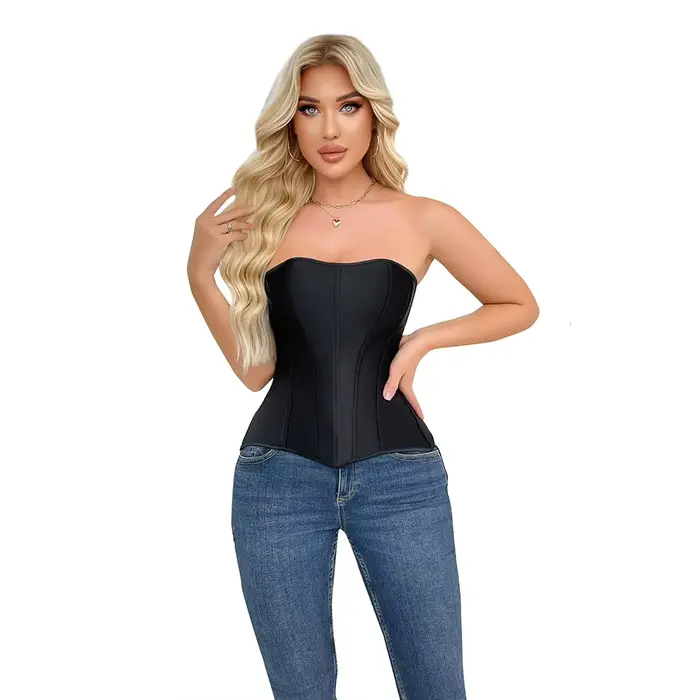 Dámske overbust Top korzet bočný zips satén vykostené čipka-up Bustier Shapewear zoštíhľujúci pás tvarovanie Korset