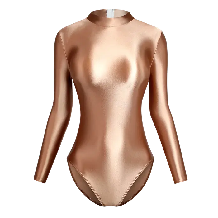 Maillot de bain une pièce en Satin brillant japonais, Sexy, dos serré, fermeture éclair, coupe haute
