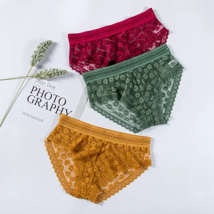 Sexy čipky nohavičky pre ženy, módne spodné prádlo, spodná bielizeň s nízkym pásom, priedušné, priehľadné nohavičky