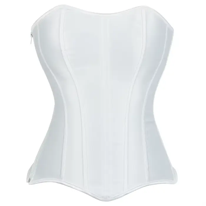 Femmes surbuste hauts Corset fermeture éclair latérale Satin à lacets désossé Bustier Shapewear minc