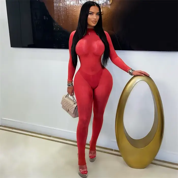 Doyerl maille voir à travers noir combinaison femme Sexy Rave soirée une pièce Club barboteuse fête 
