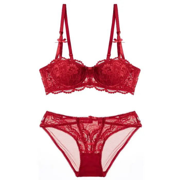 Sexy vianočné spodná bielizeň darčeková sada, priehľadná čierna čipka, pol šálky, podprsenka a nohavičky, ultra tenké, priehľadné, veľké spodná bielizeň Tushy, vianočný darček