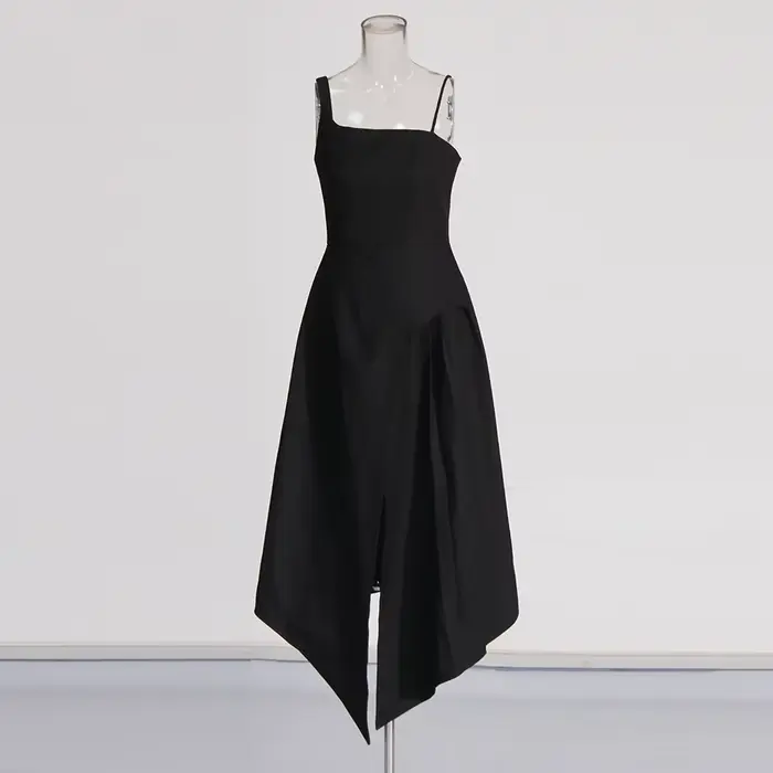 TWOTWINSTYLE détachable cape robes élégantes pour les femmes col carré sans manches taille haute hit