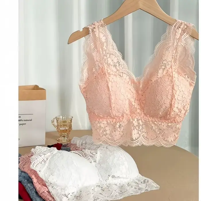 Dámske čipkové podprsenky, sexy spodná bielizeň s hlbokým výstrihom, bezdrôtové tielka, dámske spodné prádlo, podprsenky s výstrihom, čalúnené kamzíky