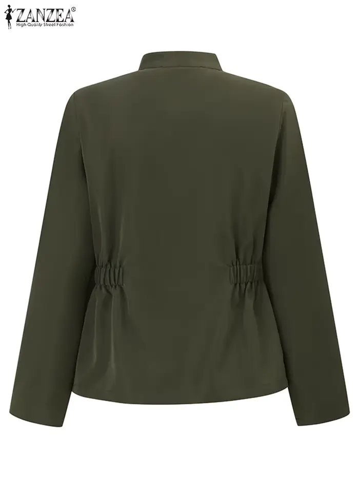 ZANZEA mode automne à manches longues solide coupe ajustée manteaux Vintage femmes vestes de travail