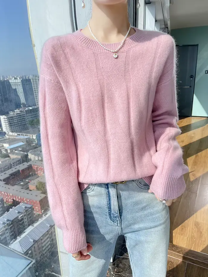 100% merino vlnený sveter pre ženy, okrúhly výstrih, mäkký a pohodlný, ideálny na jeseň a zimu, elegantný a praktický