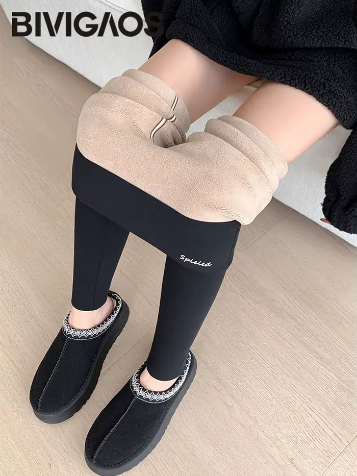 BIVIGAOS nová jeseň zima alpaka zamat žralok Legíny ženy fleece zosilnené teplé