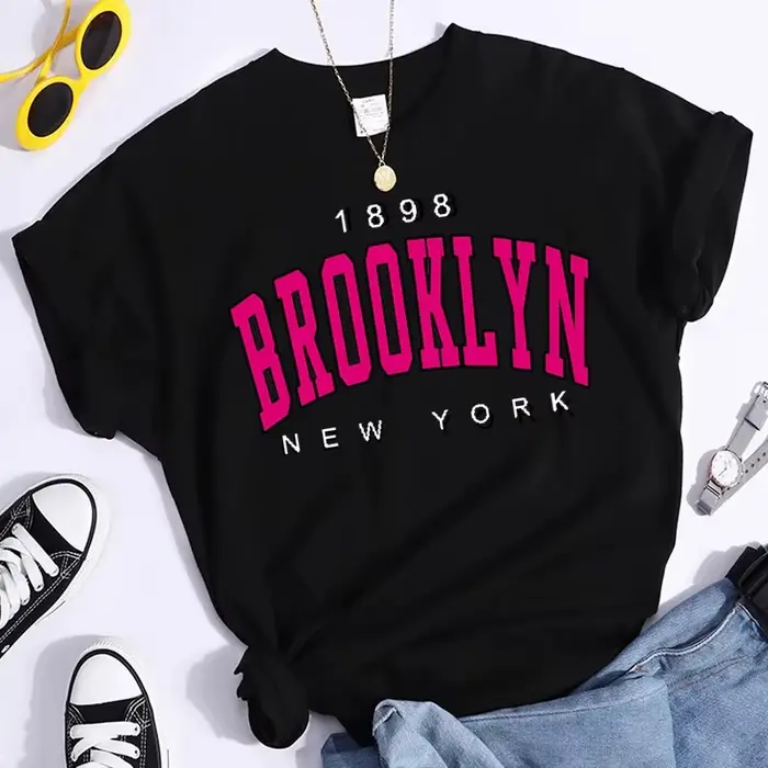 2024 Nové Letné Dámske Tričko 1898 Brooklyn New York Potlač Krátky Rukáv Tričká Teplé Neformálne Streetwear Hip