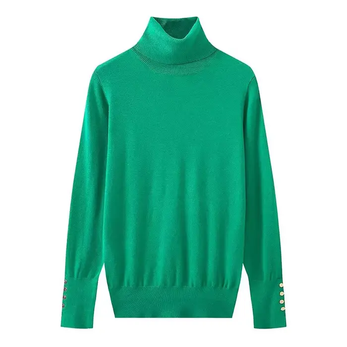 YENKYE automne femmes à manches longues basique col roulé tricot pull pull décontracté tricots