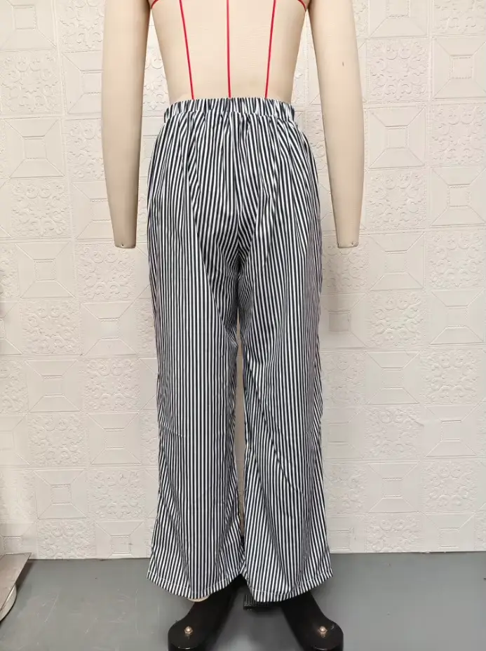 Nouveau pantalon rayé 2026 décontracté et polyvalent, style streetwear, coupe ample et large pour fe