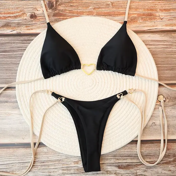 Femmes Sexy brésilien Bikini ensemble licou Triangle haut string bas deux pièces maillot de bain coe