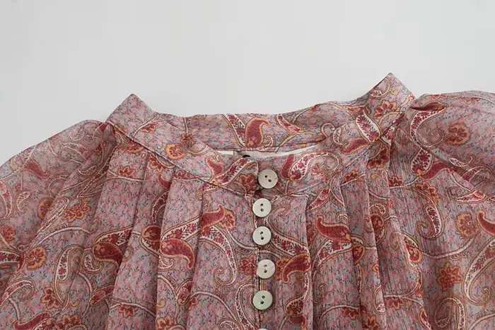 TEELYNN-Chemisier Boho à Manches sulfBouffantes pour Femme, Chemise Vintage en Mousseline de Soie, I