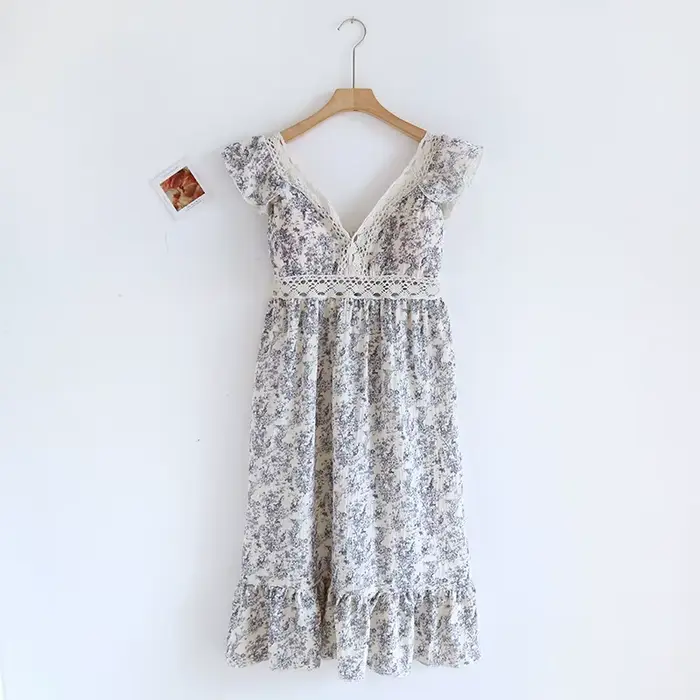 Robe de nuit en fibre de coton pur pour femmes, vêtements de nuit à col en V, vêtements de nuit pour la maison, pyjama d'été