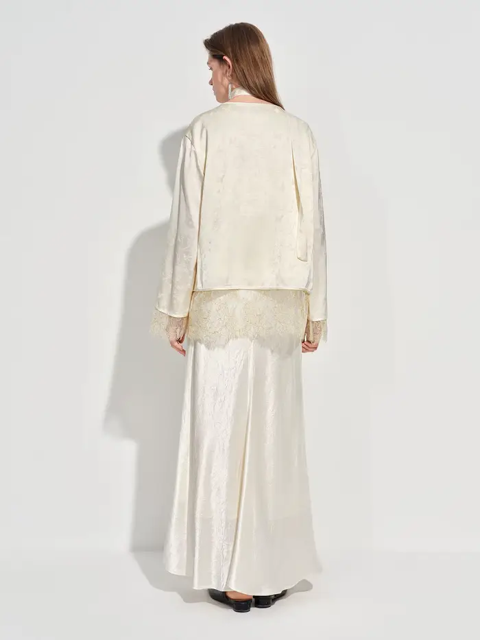 FSLE Nouvelle Blouse Femme en Satin Jacquard d'inspiration chinoise, Col en V, Fermeture à Boutons, 