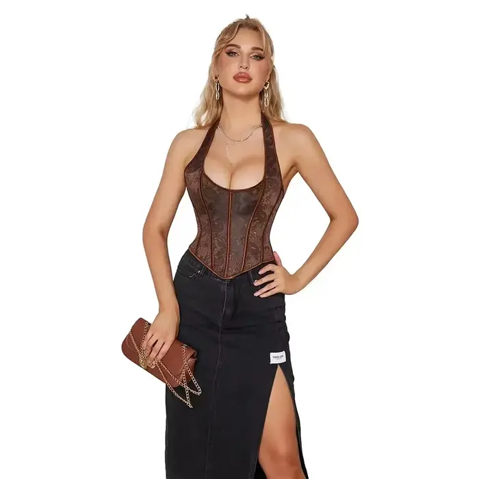 Sexy korzet s popruhom, Plus veľkosť bustier pre ženy, kvetinové výšivky, Surbust, krátke torzo, módne vinobranie spodná bielizeň