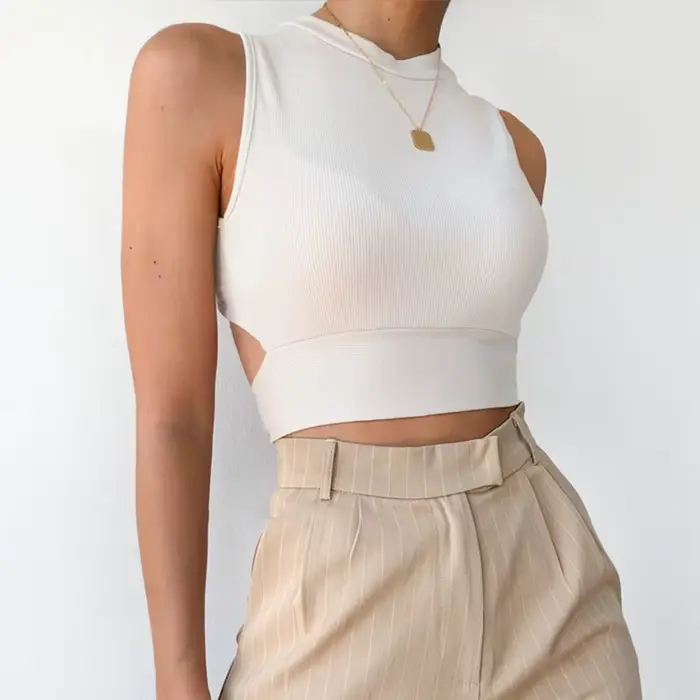 Sexy a ľahký ženský tielko z polyesterovej bavlny pre letné večery a príležitostné výlety